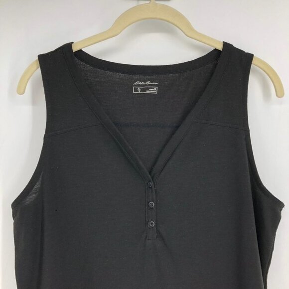 Eddie Bauer Black Sleeveless 1/4 Button Top Size M - Picture 4 of 16